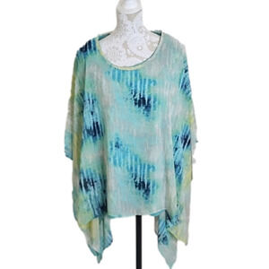 One World live and let live colorful lined boho top, size 2X
